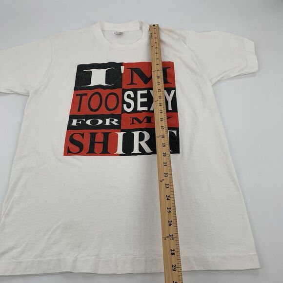 Vintage 90s Right Said Fred I'm Too Sexy For This Shirt Large Adult White Red L - Picture 6 of 6
